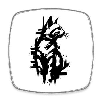 Cat Black Graffiti Design - Square fridge magnet - white - Front