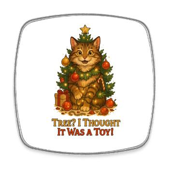 Kater im Weihnachtsbaum witz - Viereckiger Kühlschrankmagnet - Weiß - Vorne