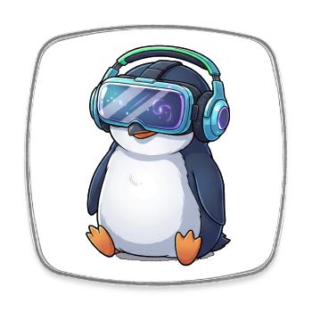 Cute Cartoon Penguin Gamer Gamer Virtual Reality - Square fridge magnet - white - Front