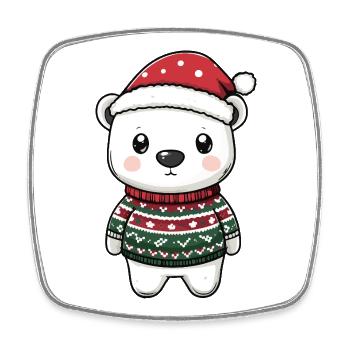 Polar Bear Christmas - Square fridge magnet - white - Front