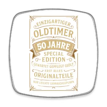 50e anniversaire 50s 50e 50e 50e 50e anniversaire Voiture classique - Magnet carré - blanc - Devant