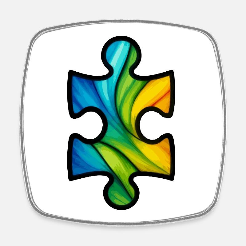 Autism awareness puzzle piece - Square fridge magnet - white