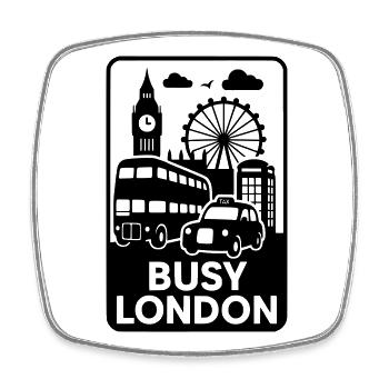 busy london - Viereckiger Kühlschrankmagnet - Weiß - Vorne