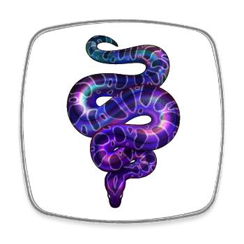 Néon Serpent Violet - Magnet carré - blanc - Devant