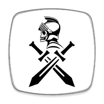 Crâne de chevalier noir et épées croisées - Magnet carré - blanc - Devant