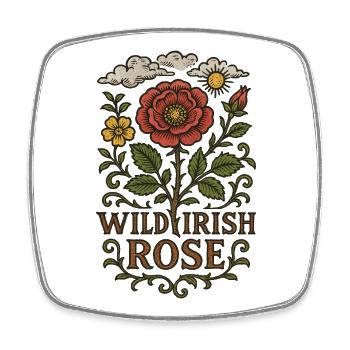 Wild Irish Rose Vintage Blumen - Viereckiger Kühlschrankmagnet - Weiß - Vorne