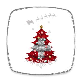 Weihnachtsbaum mit Schweizer Fahne - Viereckiger Kühlschrankmagnet - Weiß - Vorne
