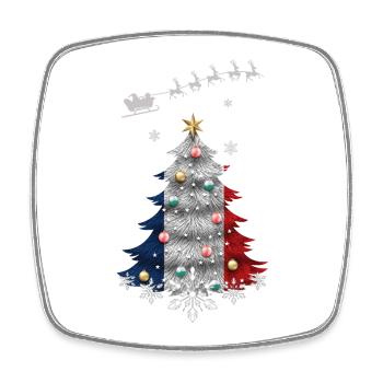 Sapin de Noël avec drapeau de la France - Magnet carré - blanc - Devant