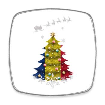 Christmas tree with Romania flag - Square fridge magnet - white - Front