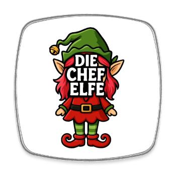 Chef Elfe X-Mas Outfit Weihnachten Familie - Viereckiger Kühlschrankmagnet - Weiß - Vorne