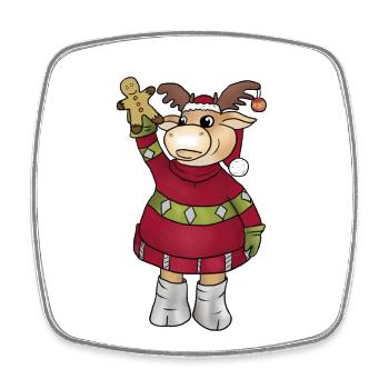 Elch_mit_Lebkuchen - Magnet carré - blanc - Devant