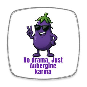 Eggplant No Drama Karma Caricature - Square fridge magnet - white - Front