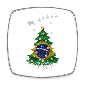 Weihnachtsbaum mit brasilianischer Flagge - Viereckiger Kühlschrankmagnet - Weiß - Vorne