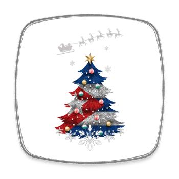 Christmas tree with Cuba flag - Square fridge magnet - white - Front