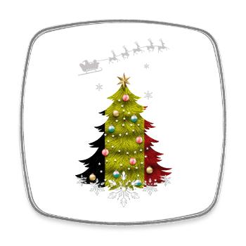 Christmas tree with Belgium flag - Square fridge magnet - white - Front