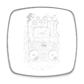 Steampunk Ghettoblaster-Zahnräder - Viereckiger Kühlschrankmagnet - Weiß - Vorne
