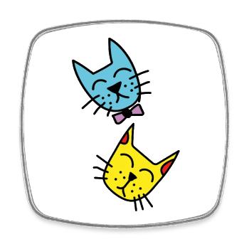 Katzen-Duo Pastellfarben - Viereckiger Kühlschrankmagnet - Weiß - Vorne