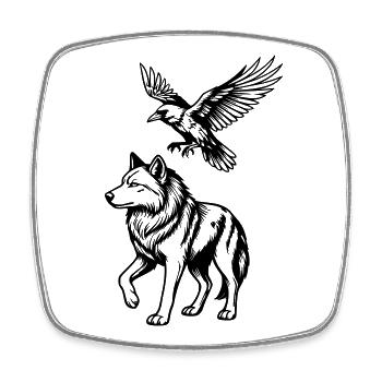 loup & corbeau - Magnet carré - blanc - Devant