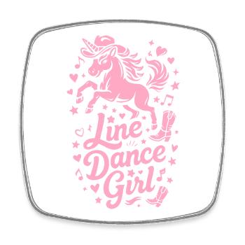 Line Dance Girl Unicorn Cowboyhut & Cowboystiefel - Viereckiger Kühlschrankmagnet - Weiß - Vorne