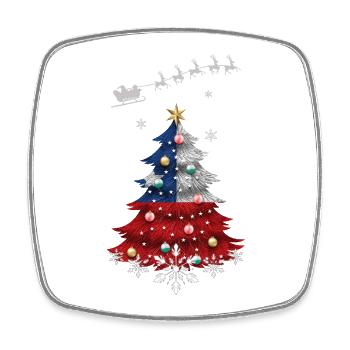 Weihnachtsbaum mit Chile Flagge - Viereckiger Kühlschrankmagnet - Weiß - Vorne