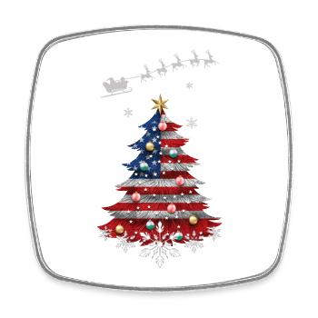 Christmas tree with USA flag - Square fridge magnet - white - Front