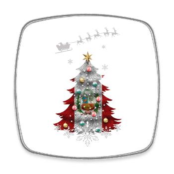 Weihnachtsbaum mit Peru-Flagge - Viereckiger Kühlschrankmagnet - Weiß - Vorne