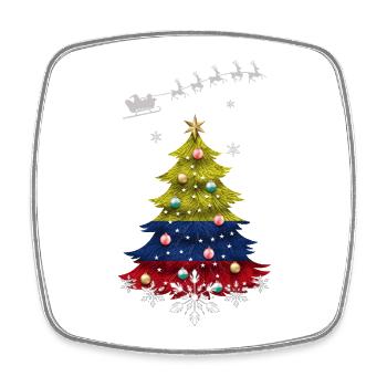 Weihnachtsbaum mit Kolumbien-Flagge - Viereckiger Kühlschrankmagnet - Weiß - Vorne