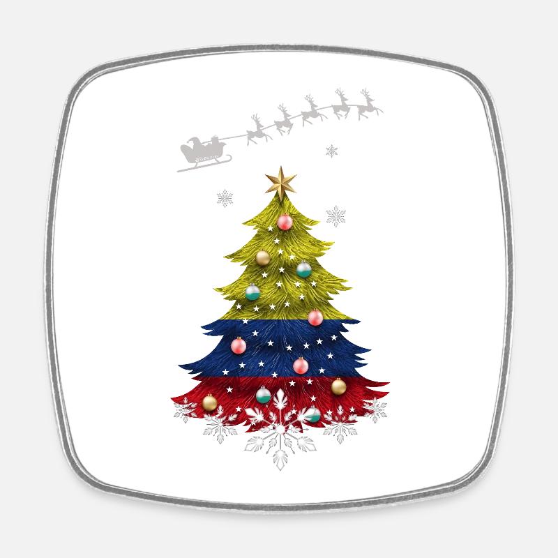 Christmas tree with Colombia flag - Square fridge magnet - white