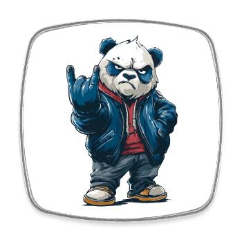 Rocking panda with "rock on" pose - Square fridge magnet - white - Front