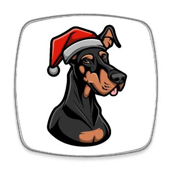 Dobermann Hund Weihnachten - Viereckiger Kühlschrankmagnet - Weiß - Vorne
