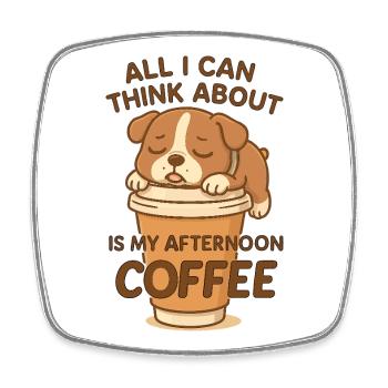 Müder Hund denkt nur an Kaffee - Viereckiger Kühlschrankmagnet - Weiß - Vorne