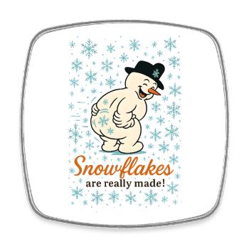 Flocons de neige et charme bonhomme de neige - Magnet carré - blanc - Devant