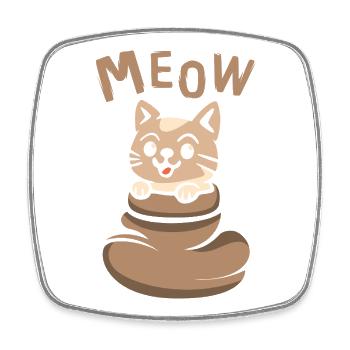 Süße Katze mit MEOW im braunen Sack - Viereckiger Kühlschrankmagnet - Weiß - Vorne
