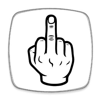 Hand middle finger - Square fridge magnet - white - Front