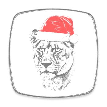 Chapeau de Noël Lionne - Magnet carré - blanc - Devant