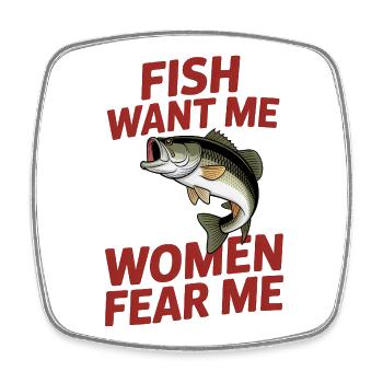 Fish want me - Funny T-Shirt - Square fridge magnet - white - Front