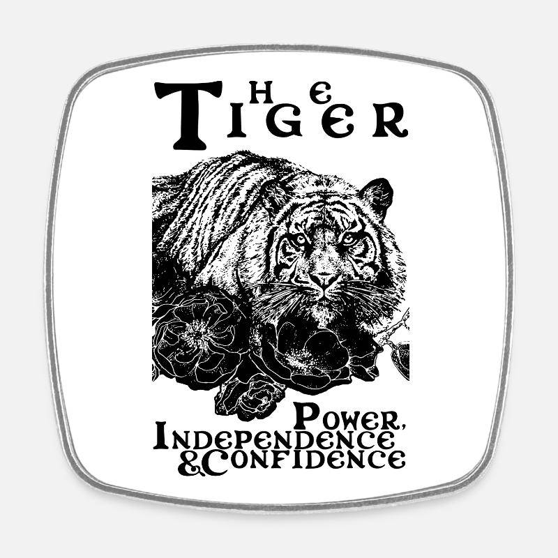 LE TIGRE - Magnet carré - blanc