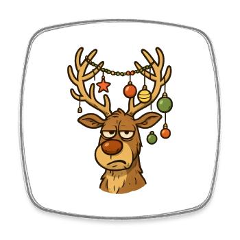 Weihnachts Hirsch mit Ornamenten - Viereckiger Kühlschrankmagnet - Weiß - Vorne