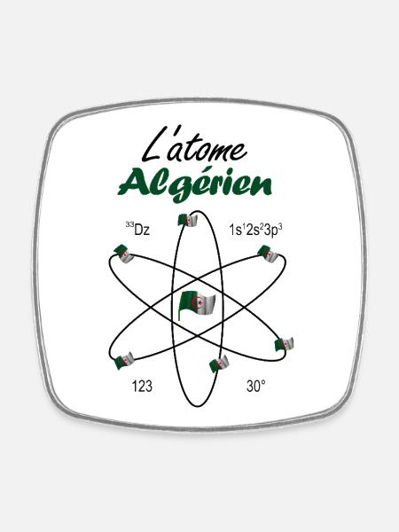 One Two Three Viva L'Algerie Drapeau et Fierté - Magnet carré - blanc