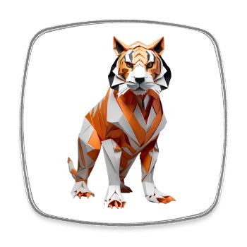 Geometric Low-Poly Tiger - Square fridge magnet - white - Front