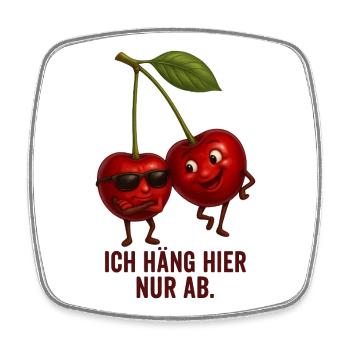 Je traîne juste ici - Cherries Couple Chill - Magnet carré - blanc - Devant