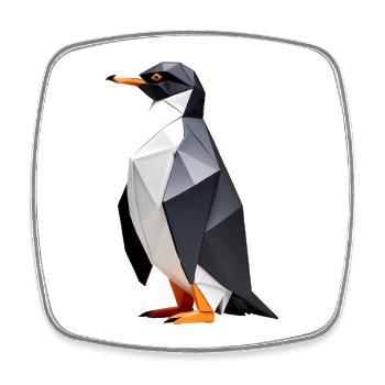 Polygon-Pinguin: Geometrische Eleganz - Viereckiger Kühlschrankmagnet - Weiß - Vorne