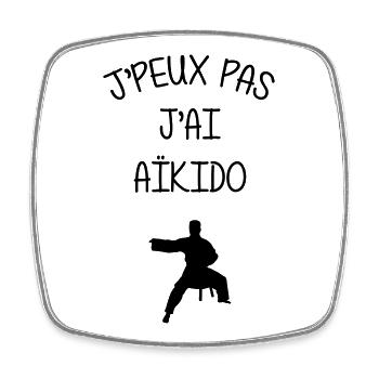 I can't I have Aikido - Square fridge magnet - white - Front