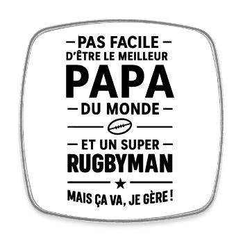 Super Dad Rugby Player Humor Gift Rugby - Square fridge magnet - white - Front