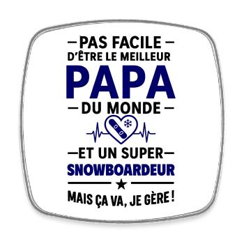 Herz + Snowboard – Super Snowboarder Papa - Viereckiger Kühlschrankmagnet - Weiß - Vorne