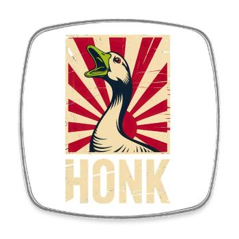 Honk - Funny Goose Propaganda Poster - Square fridge magnet - white - Front