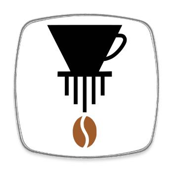Pour-Over-Love: Minimalist Barista Icon - Square fridge magnet - white - Front