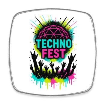 Musik Techno Fest Rave Crowd Festival Nacht - Viereckiger Kühlschrankmagnet - Weiß - Vorne