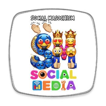 Masochisme social SM - Magnet carré - blanc - Devant