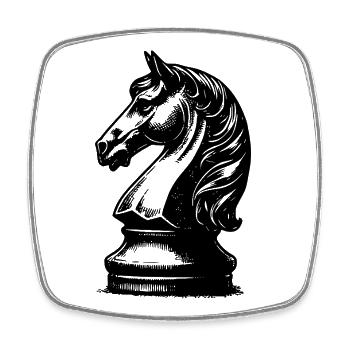 Schachbrett mit Schachfiguren König und Bauern - Viereckiger Kühlschrankmagnet - Weiß - Vorne